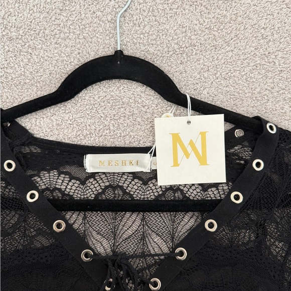 Meshki Black Lace Long Sleeve Bodysuit - Picture 4 of 6